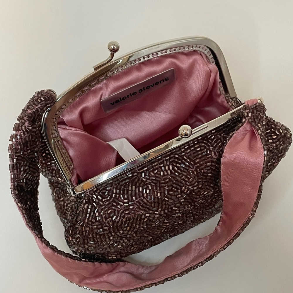 Valerie Stevens Beaded Cocktail Clutch with Pink Satin Lining - Picture 1 of 5